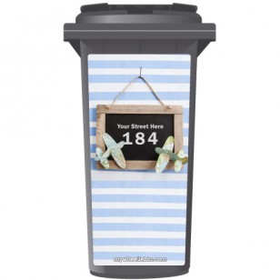 Your House Number Or Name & Street Name On A Rustic Chalkboard Wheelie Bin Sticker Panel